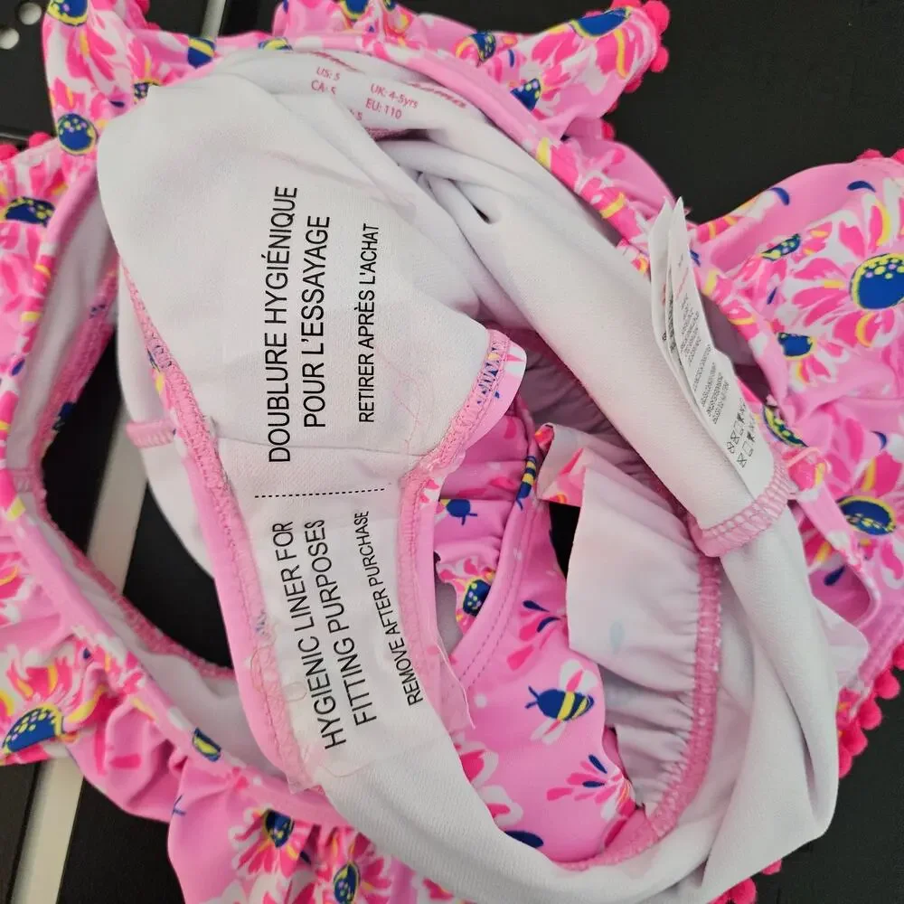 Tommy Bahama Pink Floral One-Piece‎ Swimsuit and Matching Hat | Kid's 5